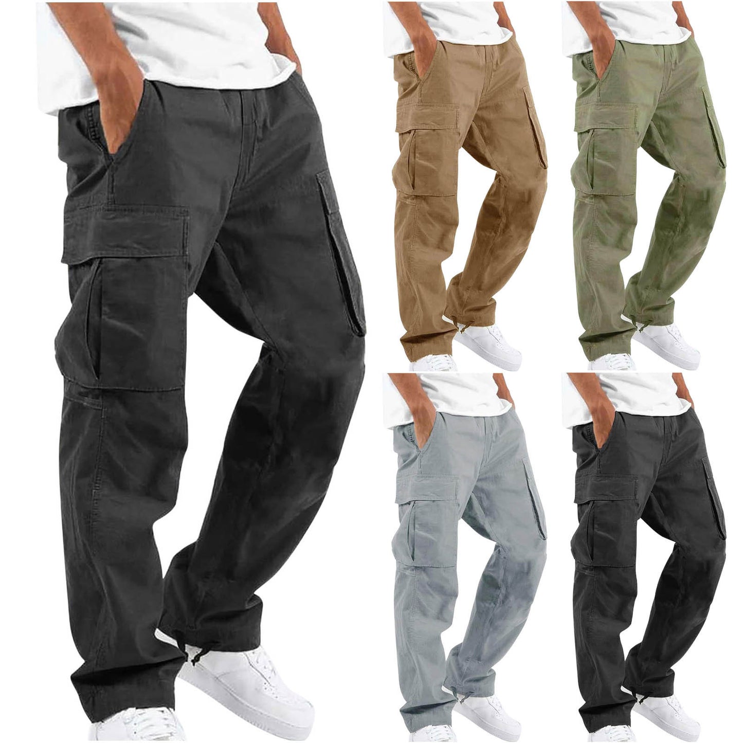 Men’s Straight-Leg Pants – Commuter Style, Polyester Fabric, Multiple Colors & Sizes - Daily Goods