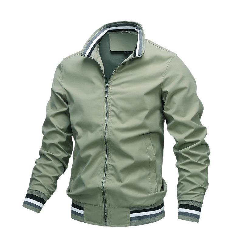 Men’s Fit-Type Stand-Up Collar Jacket – Zipper Closure, Polyester Fiber, Casual Outerwear - Daily Goods