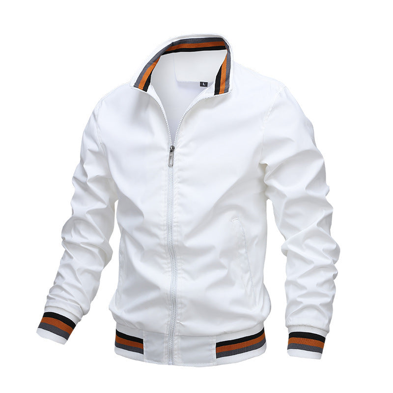 Men’s Fit-Type Stand-Up Collar Jacket – Zipper Closure, Polyester Fiber, Casual Outerwear - Daily Goods