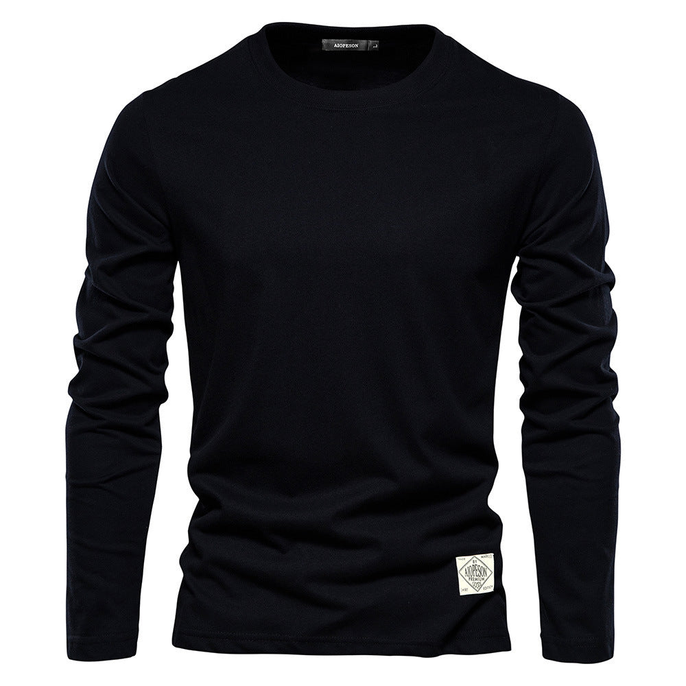 Men’s Solid Color Cotton T-Shirt – Casual Long Sleeve Leisure Top for Men - Daily Goods