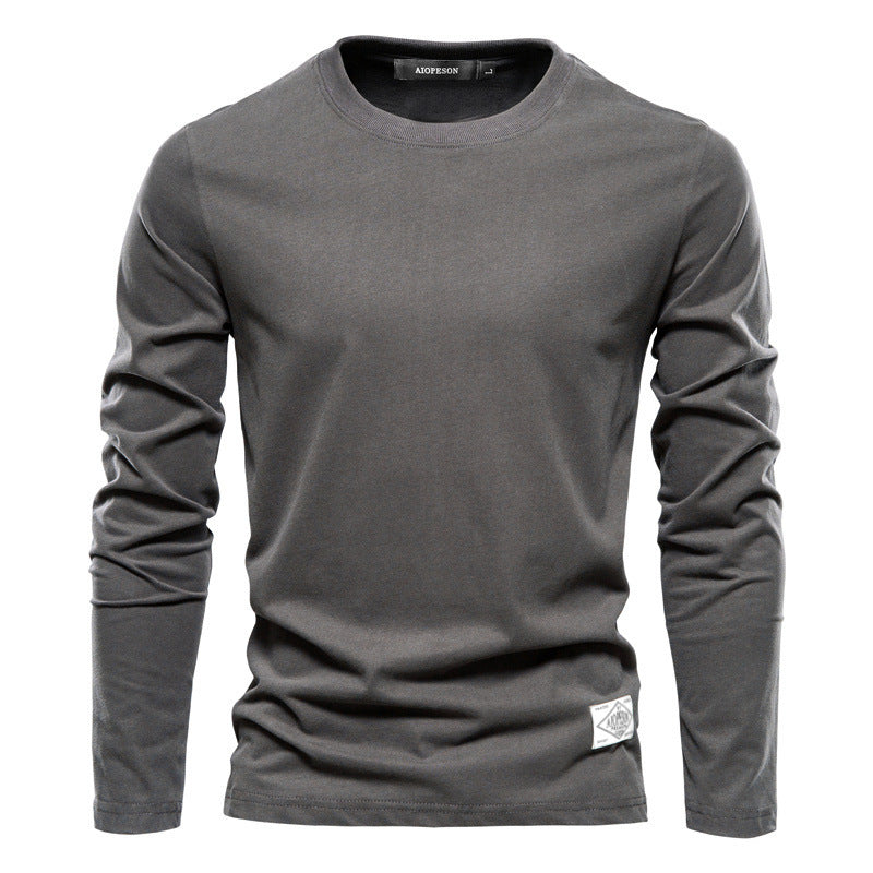 Men’s Solid Color Cotton T-Shirt – Casual Long Sleeve Leisure Top for Men - Daily Goods
