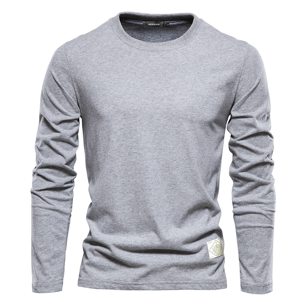 Men’s Solid Color Cotton T-Shirt – Casual Long Sleeve Leisure Top for Men - Daily Goods