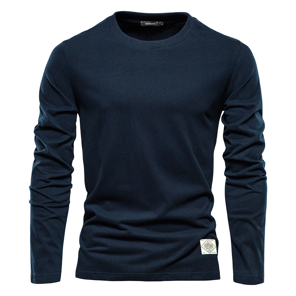 Men’s Solid Color Cotton T-Shirt – Casual Long Sleeve Leisure Top for Men - Daily Goods