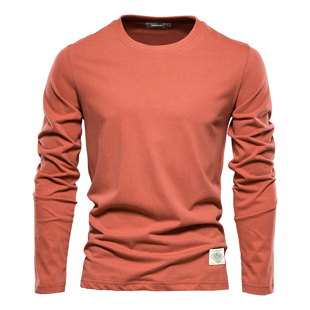 Men’s Solid Color Cotton T-Shirt – Casual Long Sleeve Leisure Top for Men - Daily Goods