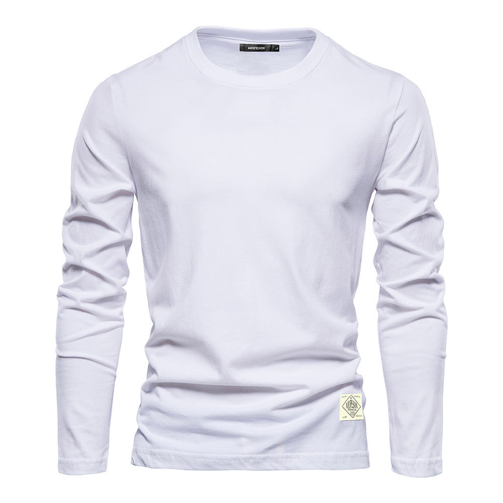 Men’s Solid Color Cotton T-Shirt – Casual Long Sleeve Leisure Top for Men - Daily Goods