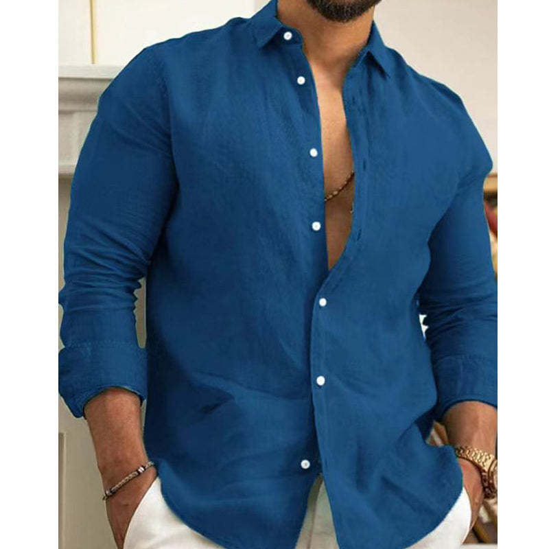 Men’s Cotton-Linen Blend Shirt – Wrinkle-Free, Casual Summer Wear, Short & Long Sleeve Options - Daily Goods