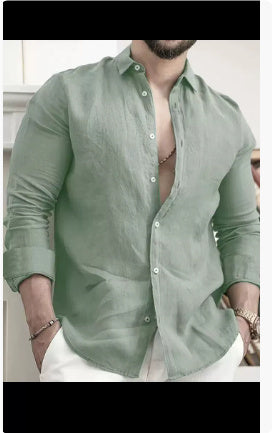 Men’s Cotton-Linen Blend Shirt – Wrinkle-Free, Casual Summer Wear, Short & Long Sleeve Options - Daily Goods