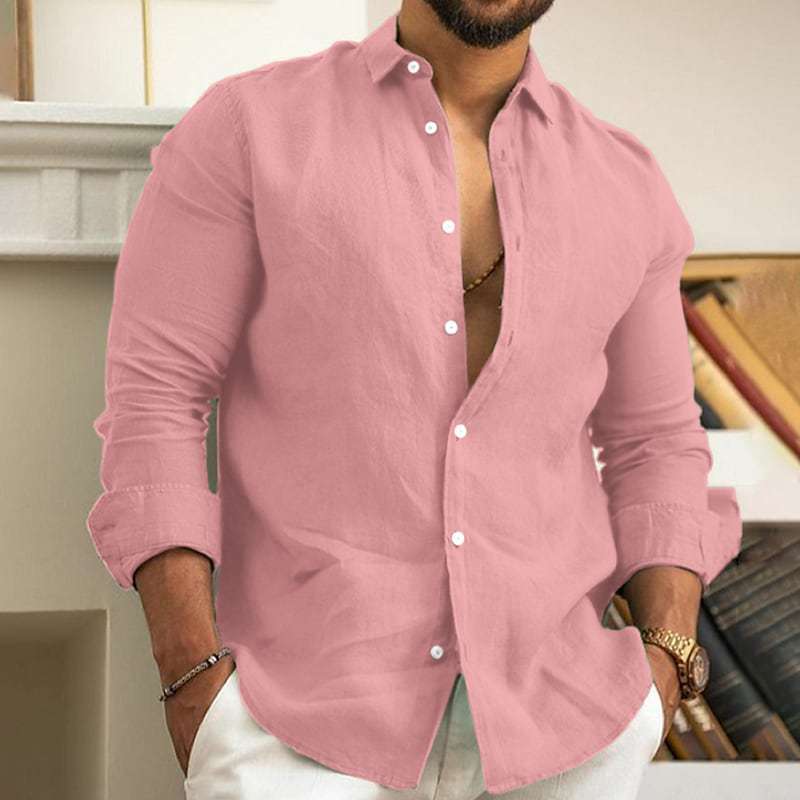 Men’s Cotton-Linen Blend Shirt – Wrinkle-Free, Casual Summer Wear, Short & Long Sleeve Options - Daily Goods