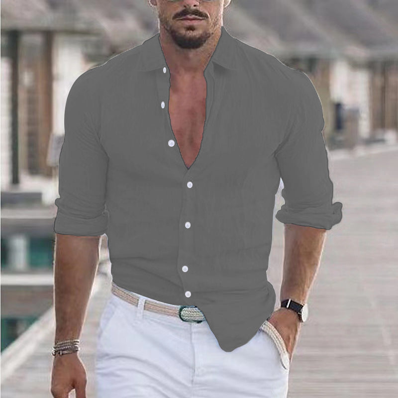 Men’s Color Block Long Sleeve Shirt – Young Casual Spring Wear, Long-Staple Cotton, Collage Stitching Design - Daily Goods