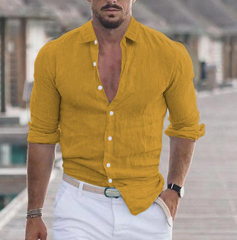 Men’s Color Block Long Sleeve Shirt – Young Casual Spring Wear, Long-Staple Cotton, Collage Stitching Design - Daily Goods