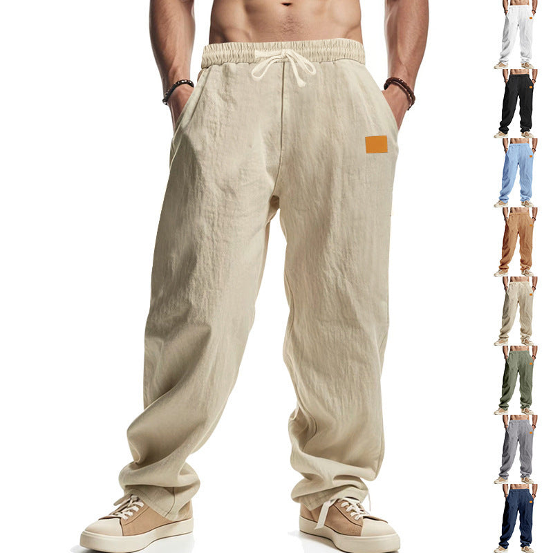 Men’s Linen Pants – Mid-Waist, Solid Color, Casual Summer Trousers - Daily Goods