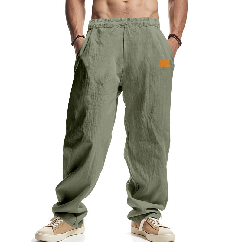 Men’s Linen Pants – Mid-Waist, Solid Color, Casual Summer Trousers - Daily Goods