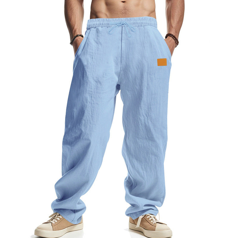 Men’s Linen Pants – Mid-Waist, Solid Color, Casual Summer Trousers - Daily Goods