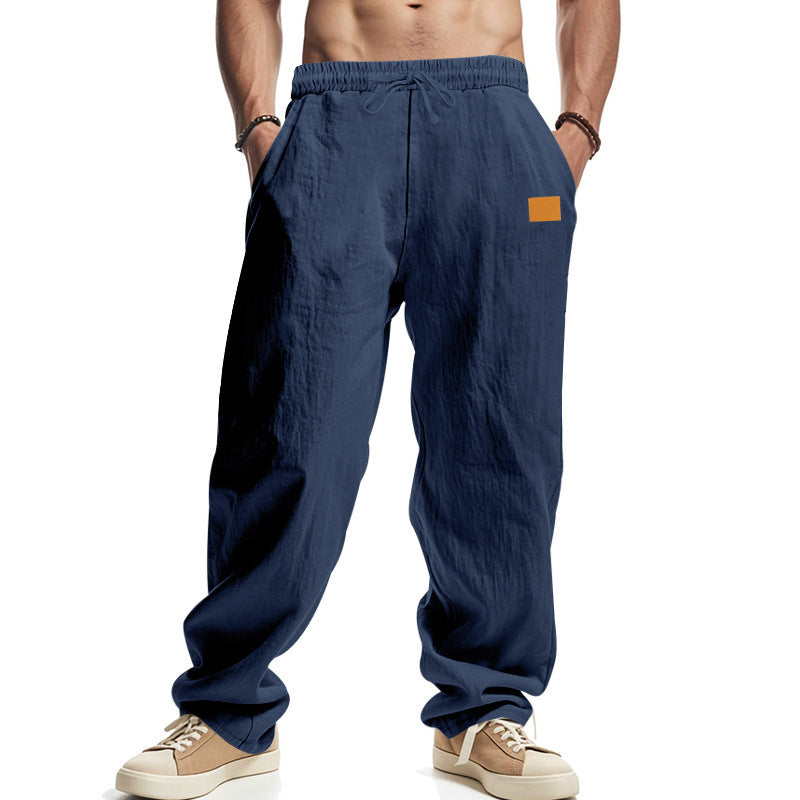 Men’s Linen Pants – Mid-Waist, Solid Color, Casual Summer Trousers - Daily Goods