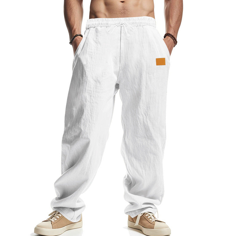 Men’s Linen Pants – Mid-Waist, Solid Color, Casual Summer Trousers - Daily Goods
