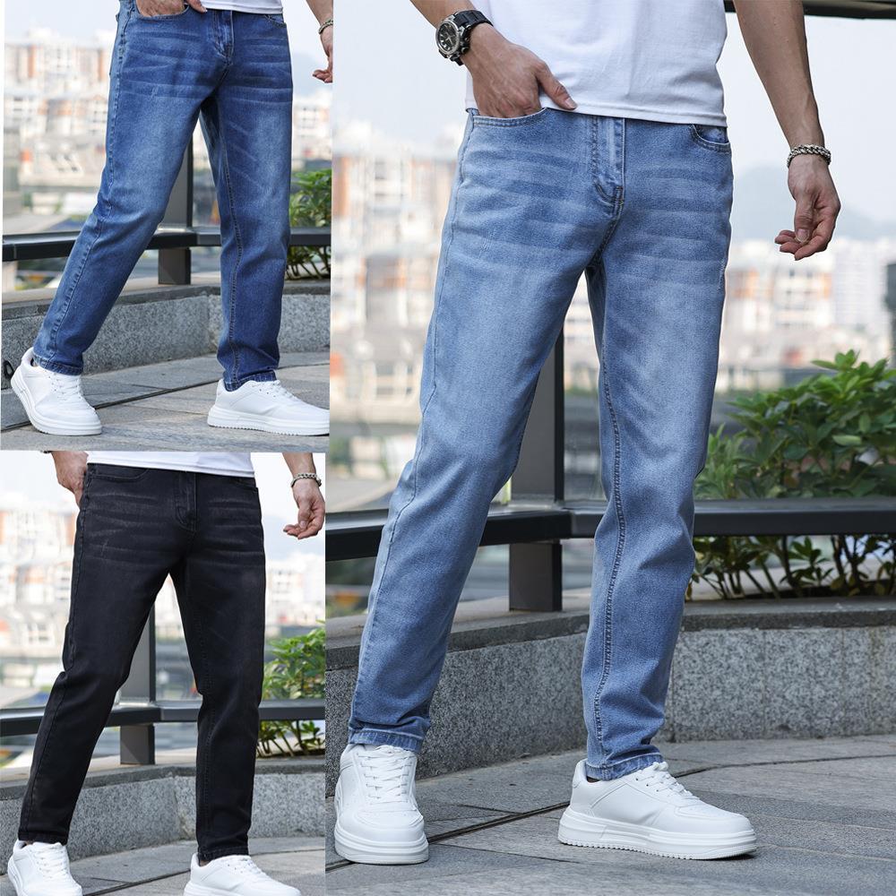 Men’s Mid-Waist Denim Trousers – Slim Fit Horn Leg Jeans for Daily Wear - Daily Goods