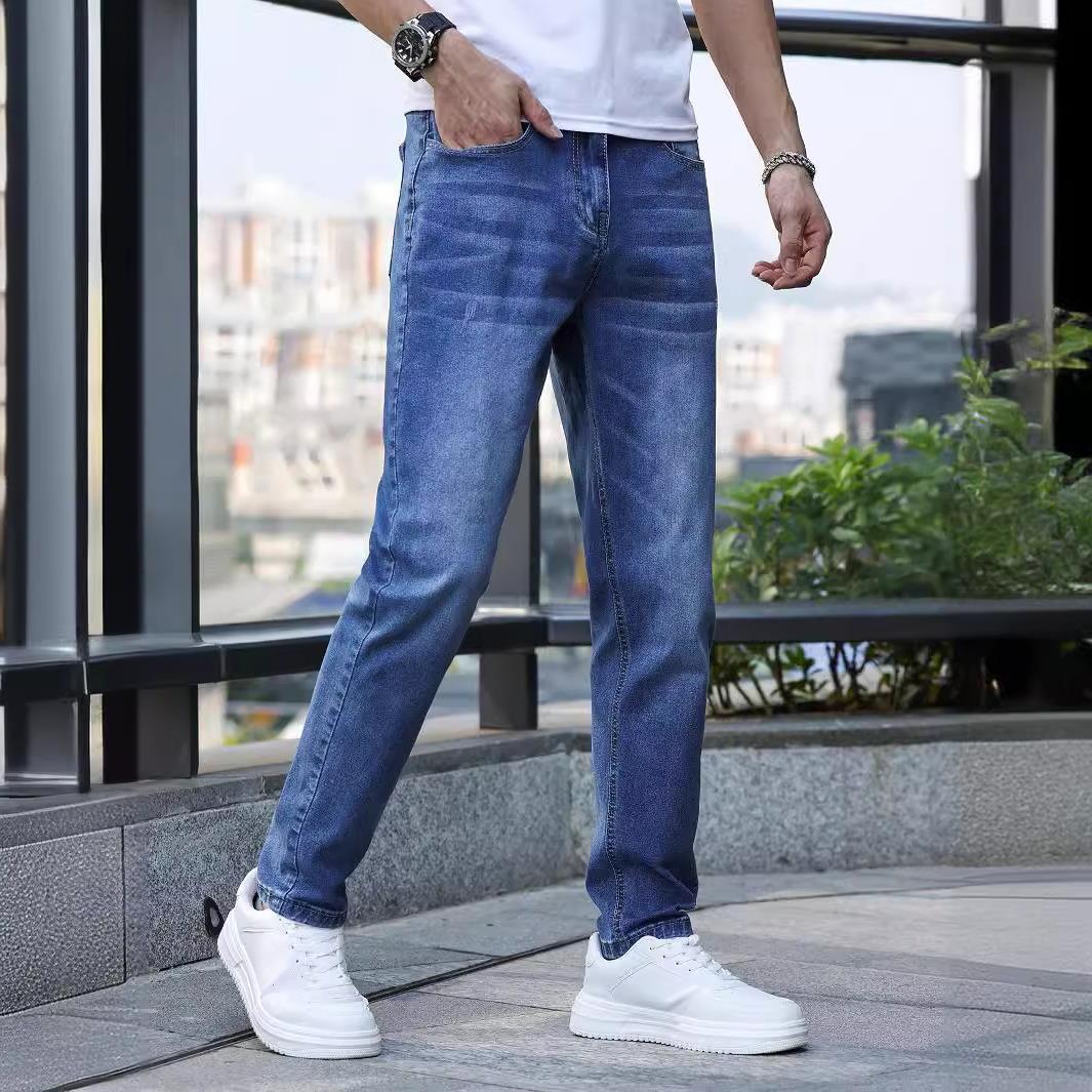 Men’s Mid-Waist Denim Trousers – Slim Fit Horn Leg Jeans for Daily Wear - Daily Goods
