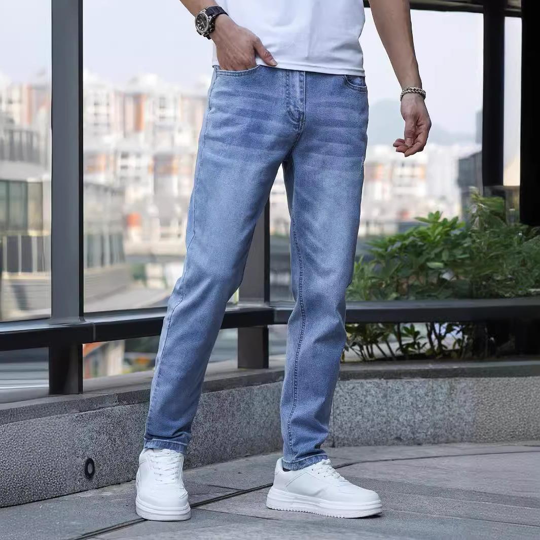 Men’s Mid-Waist Denim Trousers – Slim Fit Horn Leg Jeans for Daily Wear - Daily Goods