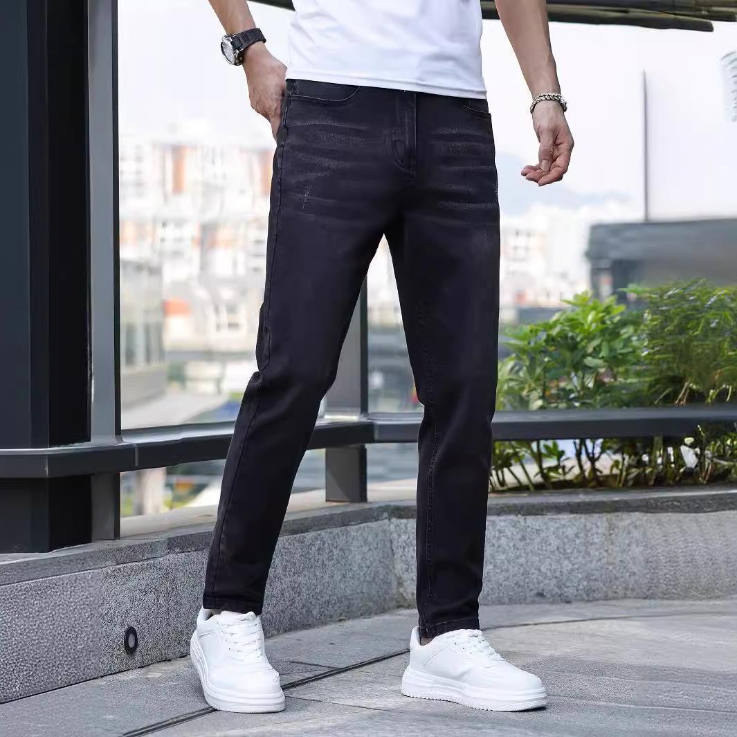 Men’s Mid-Waist Denim Trousers – Slim Fit Horn Leg Jeans for Daily Wear - Daily Goods