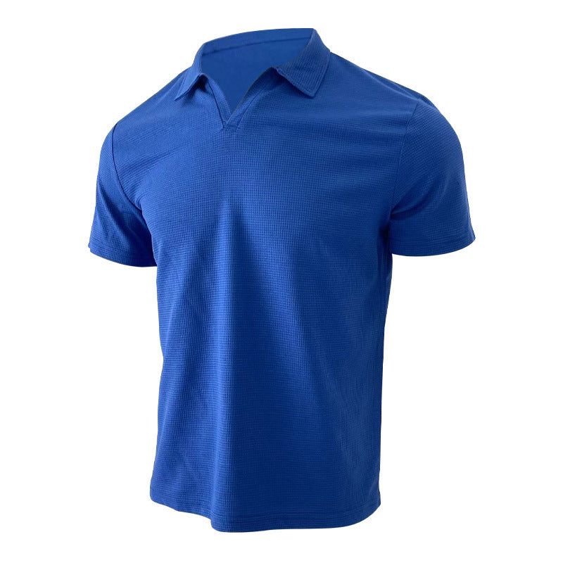 Men’s Slim-Fit Short Sleeve Shirt – Solid Color Polyester Blend, Lightweight Summer Casual Wear - Daily Goods