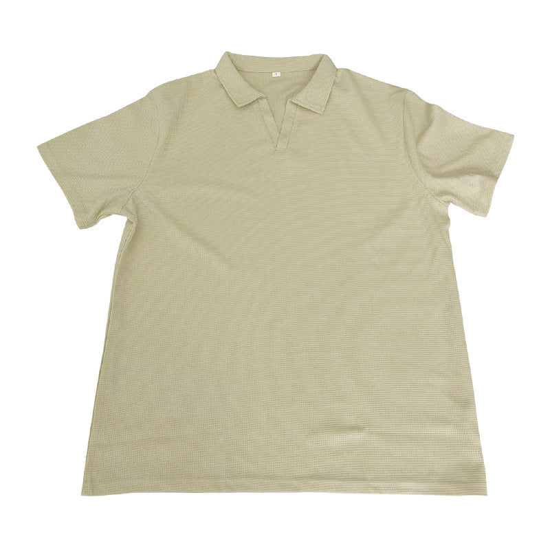 Men’s Slim-Fit Short Sleeve Shirt – Solid Color Polyester Blend, Lightweight Summer Casual Wear - Daily Goods