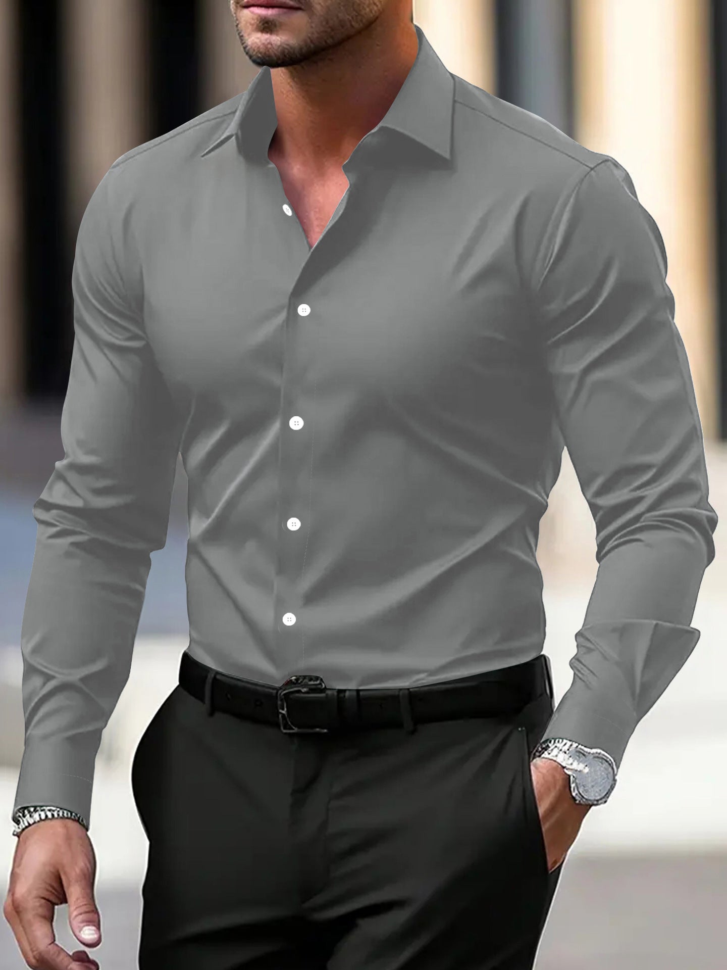 Men’s Velvet Cardigan – Long Sleeve, Solid Color, Stylish & Comfortable Polyester Outerwear - Daily Goods