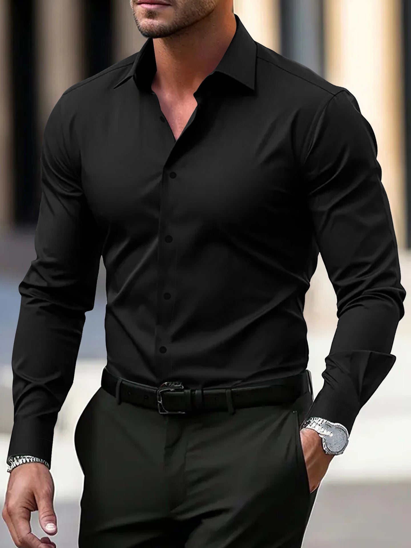 Men’s Velvet Cardigan – Long Sleeve, Solid Color, Stylish & Comfortable Polyester Outerwear - Daily Goods