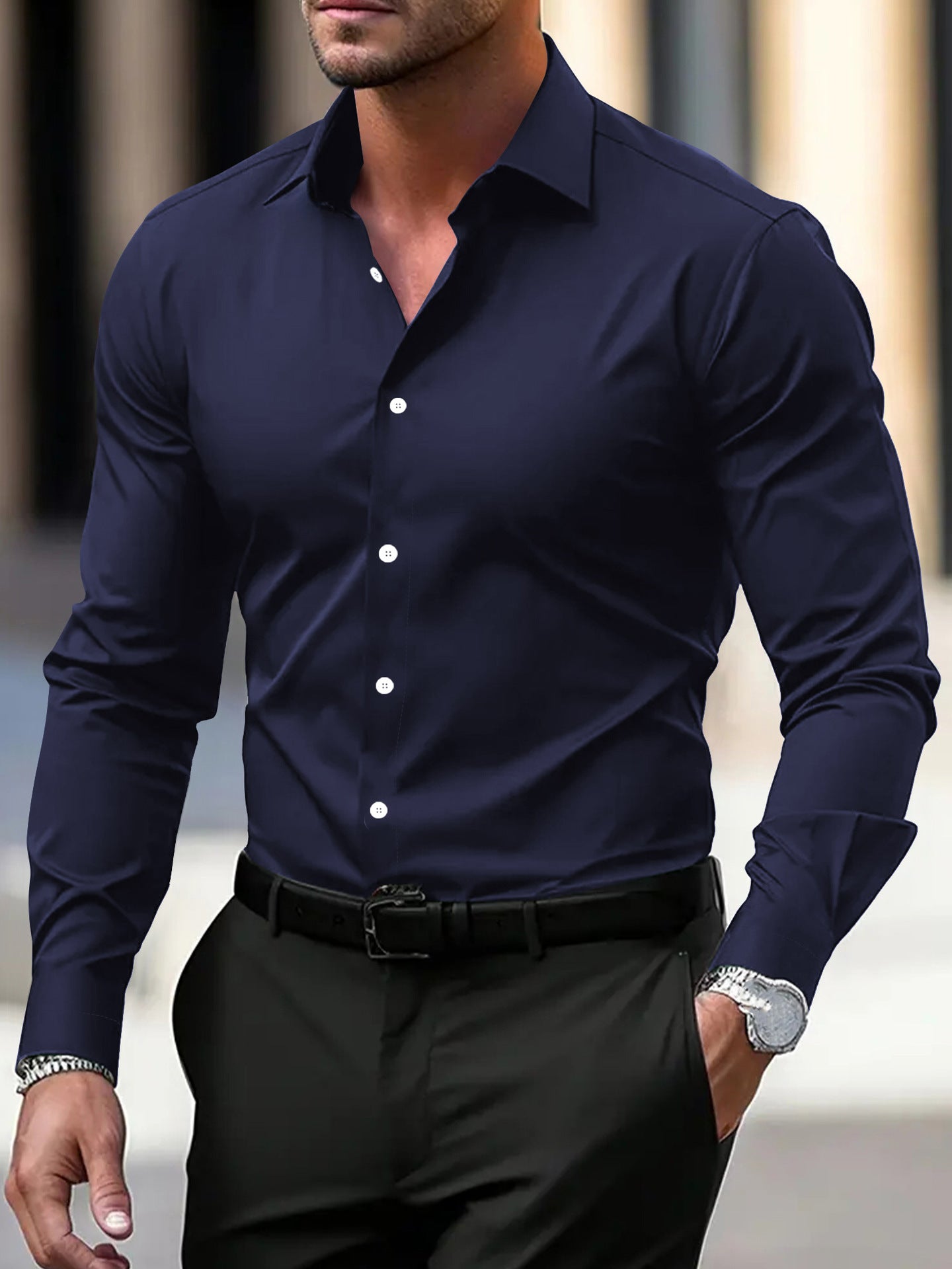 Men’s Velvet Cardigan – Long Sleeve, Solid Color, Stylish & Comfortable Polyester Outerwear - Daily Goods