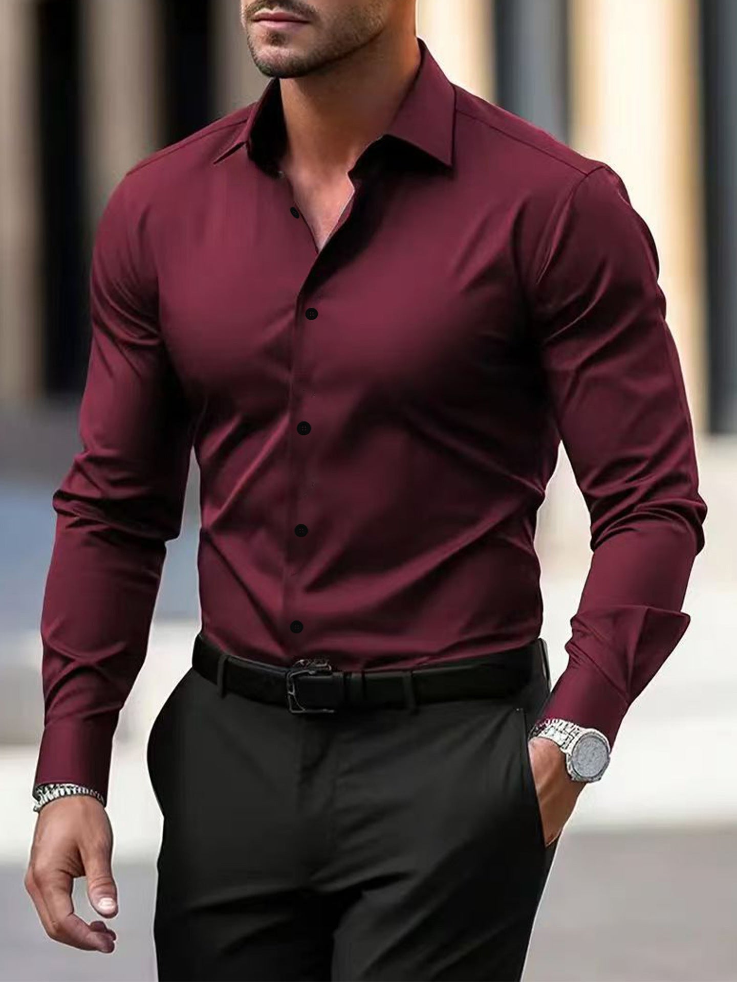 Men’s Velvet Cardigan – Long Sleeve, Solid Color, Stylish & Comfortable Polyester Outerwear - Daily Goods