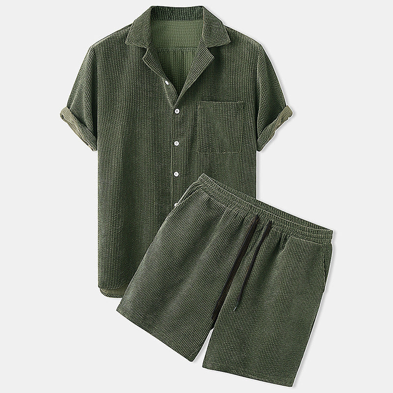 Men's Leisure Set – Short Sleeve Top & Pants, Solid Color Casual Outfit - Daily Goods