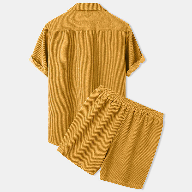 Men's Leisure Set – Short Sleeve Top & Pants, Solid Color Casual Outfit - Daily Goods