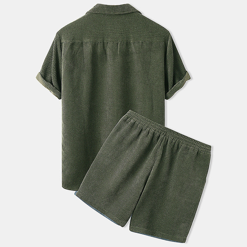 Men's Leisure Set – Short Sleeve Top & Pants, Solid Color Casual Outfit - Daily Goods