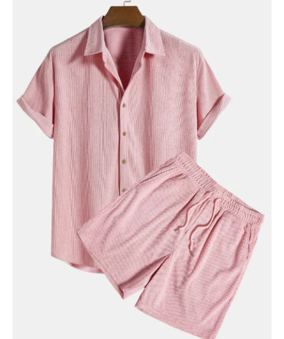 Men's Leisure Set – Short Sleeve Top & Pants, Solid Color Casual Outfit - Daily Goods