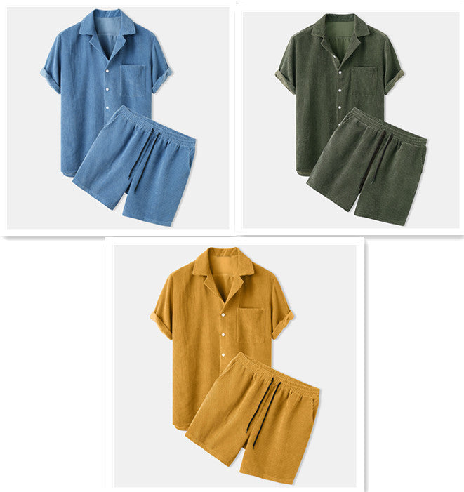 Men's Leisure Set – Short Sleeve Top & Pants, Solid Color Casual Outfit - Daily Goods