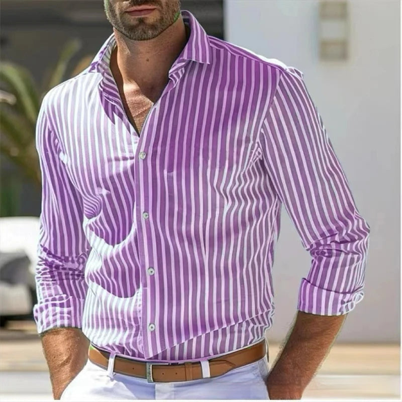 Men’s Slim Fit Striped Shirt - Daily Goods