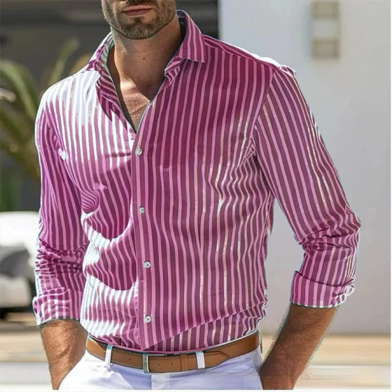 Men’s Slim Fit Striped Shirt - Daily Goods