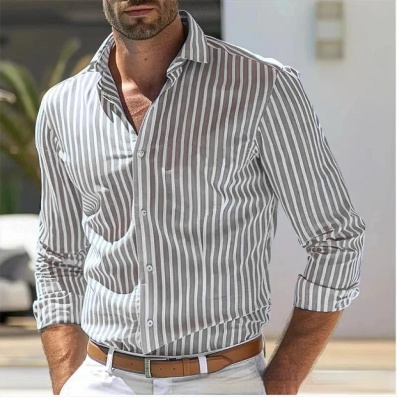 Men’s Slim Fit Striped Shirt - Daily Goods
