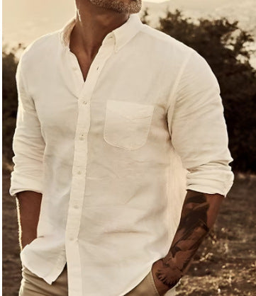 Men’s Cotton Long Sleeve Casual Shirt - Daily Goods