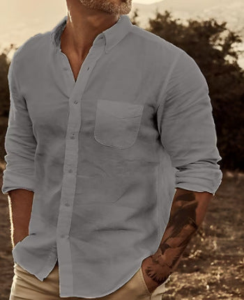 Men’s Cotton Long Sleeve Casual Shirt - Daily Goods