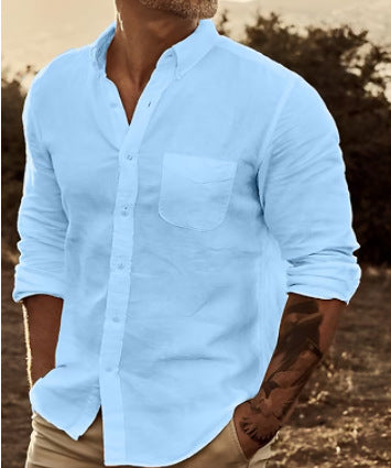 Men’s Cotton Long Sleeve Casual Shirt - Daily Goods