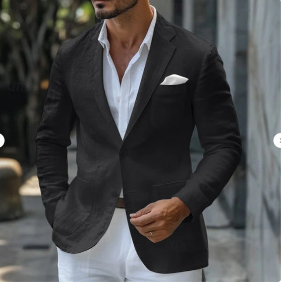 Men’s Solid-Color Polyester Jacket – Casual Leisure Wear, Multiple Color Options, Graphic Customizable - Daily Goods