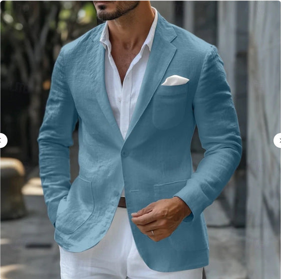 Men’s Solid-Color Polyester Jacket – Casual Leisure Wear, Multiple Color Options, Graphic Customizable - Daily Goods