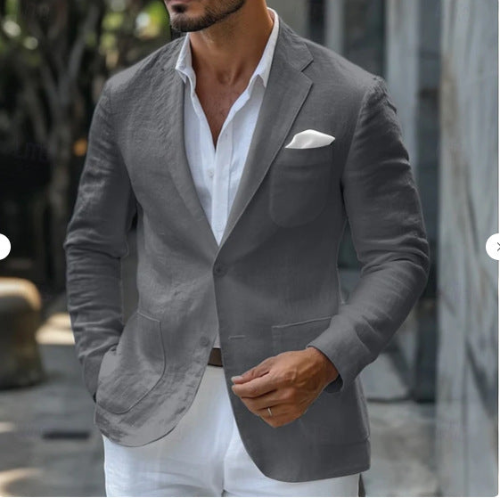 Men’s Solid-Color Polyester Jacket – Casual Leisure Wear, Multiple Color Options, Graphic Customizable - Daily Goods