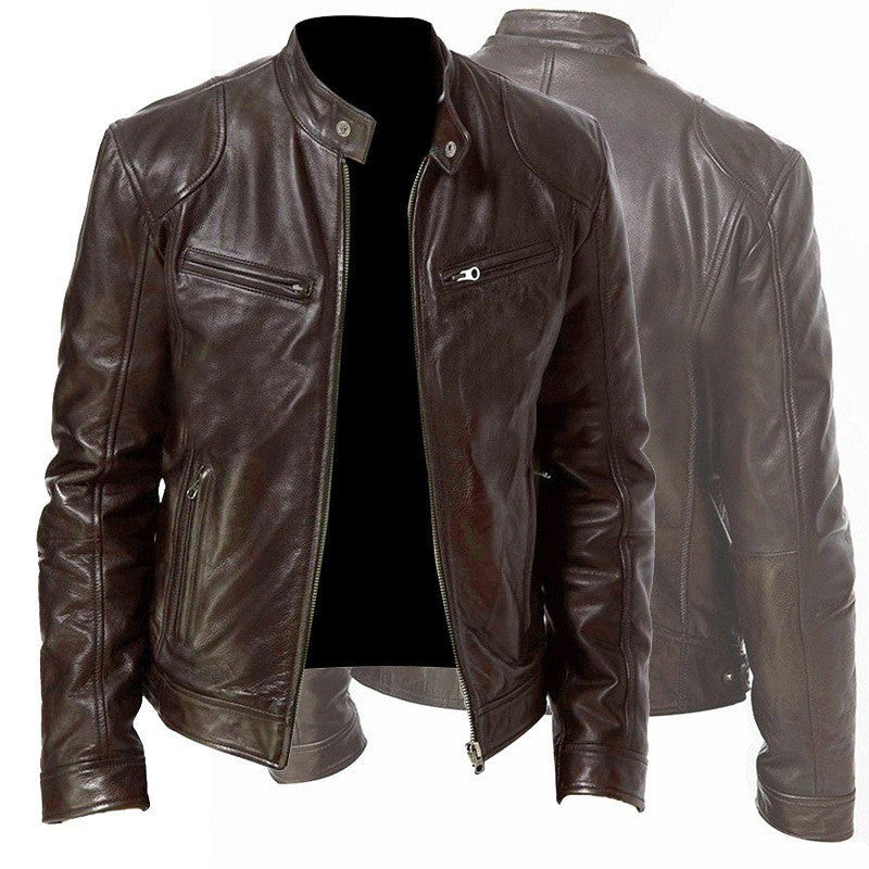Men’s Loose-Fit PU Sports Jacket – Zipper Front, Casual Outdoor Wear, Multiple Colors - Daily Goods