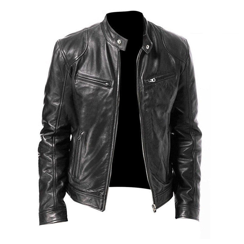 Men’s Loose-Fit PU Sports Jacket – Zipper Front, Casual Outdoor Wear, Multiple Colors - Daily Goods
