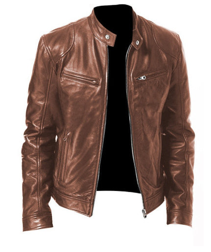 Men’s Loose-Fit PU Sports Jacket – Zipper Front, Casual Outdoor Wear, Multiple Colors - Daily Goods