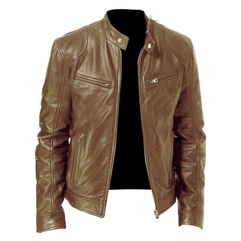 Men’s Loose-Fit PU Sports Jacket – Zipper Front, Casual Outdoor Wear, Multiple Colors - Daily Goods