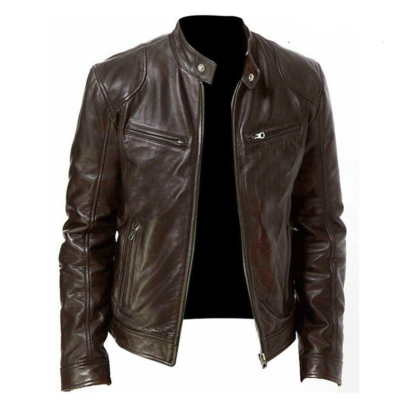 Men’s Loose-Fit PU Sports Jacket – Zipper Front, Casual Outdoor Wear, Multiple Colors - Daily Goods