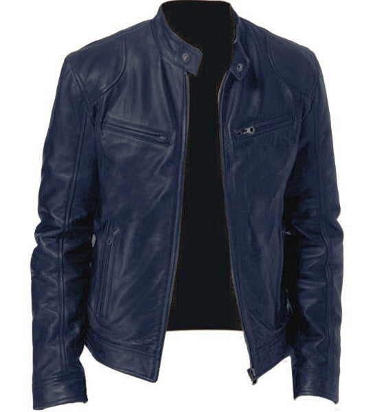 Men’s Loose-Fit PU Sports Jacket – Zipper Front, Casual Outdoor Wear, Multiple Colors - Daily Goods