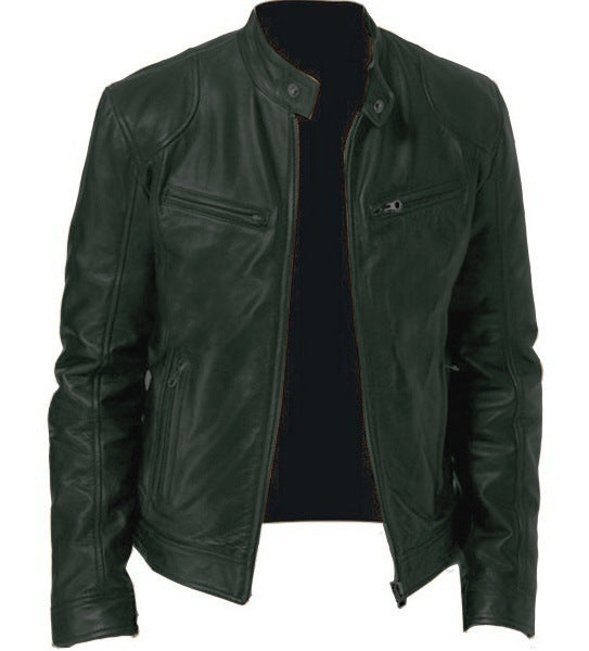 Men’s Loose-Fit PU Sports Jacket – Zipper Front, Casual Outdoor Wear, Multiple Colors - Daily Goods